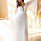 Cinderella Divine CD242W Pleated Chiffon Long Sleeve Gown