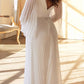 Cinderella Divine CD242W Pleated Chiffon Long Sleeve Gown