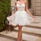 Ladivine CD2431 One-Shoulder Floral Appliqué Corset Homecoming Dress