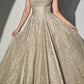 Ladivine CD252 Floor Length Lace Up Glitter A-Line Ball Gown