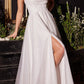 Ladivine CD253W Long Glitter Flocked Bridal Gown with Slit