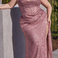 Cinderella Divine CD254 Long Glitter Corset Gown with Cowl Neck and Slit