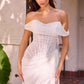 Vestido de novia ajustado, escote Bardot, Ladivine CD387W