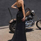 Vestido de noche sin tirantes Ladivine CD388 con escote drapeado