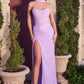 Vestido de noche sin tirantes Ladivine CD388 con escote drapeado