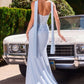 Vestido de noche sin tirantes Ladivine CD388 con escote drapeado