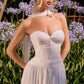 Vestido de Fiesta sin Tirantes Escote Corazón con Pliegues Línea A Brillante Ladivine CD414W
