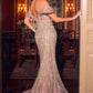 Vestido de noche de sirena con hombros descubiertos y cuentas Ladivine CD638