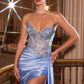 LIQUIDACIÓN - Vestido de Noche Ajustado de Satén sin Tirantes Ladivine CD722 Color Esmeralda (Talla 6)