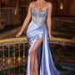 LIQUIDACIÓN - Vestido de Noche Ajustado de Satén sin Tirantes Ladivine CD722 Color Esmeralda (Talla 6)