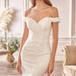 Cinderella Divine CD929 Fitted Off The Shoulder Bridal Gown Floral Lace Applique