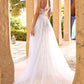 Cinderella Divine CD931W Lace Wedding Gown Sheer Overlay Lace Applique