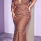 Cinderella Divine CD975 Long Off The Shoulder Sequin Mermaid Gown