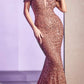 Cinderella Divine CD975 Long Off The Shoulder Sequin Mermaid Gown