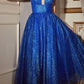 Ladivine CD996T Glitter Flocked Tea Length Dress with Side Pockets