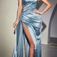Cinderella Divine CDS411 Long Fitted Satin Asymmetrical Gown