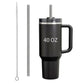 Linsaner 1 Pack 12" Reusable Straw and 1 pack 13" Cleaning Brush Perfect Replacement for Stanley Cup 40 oz for Stanley Straw for Stanley Cup Accessories for Stanley Accessories(Translucent Black)