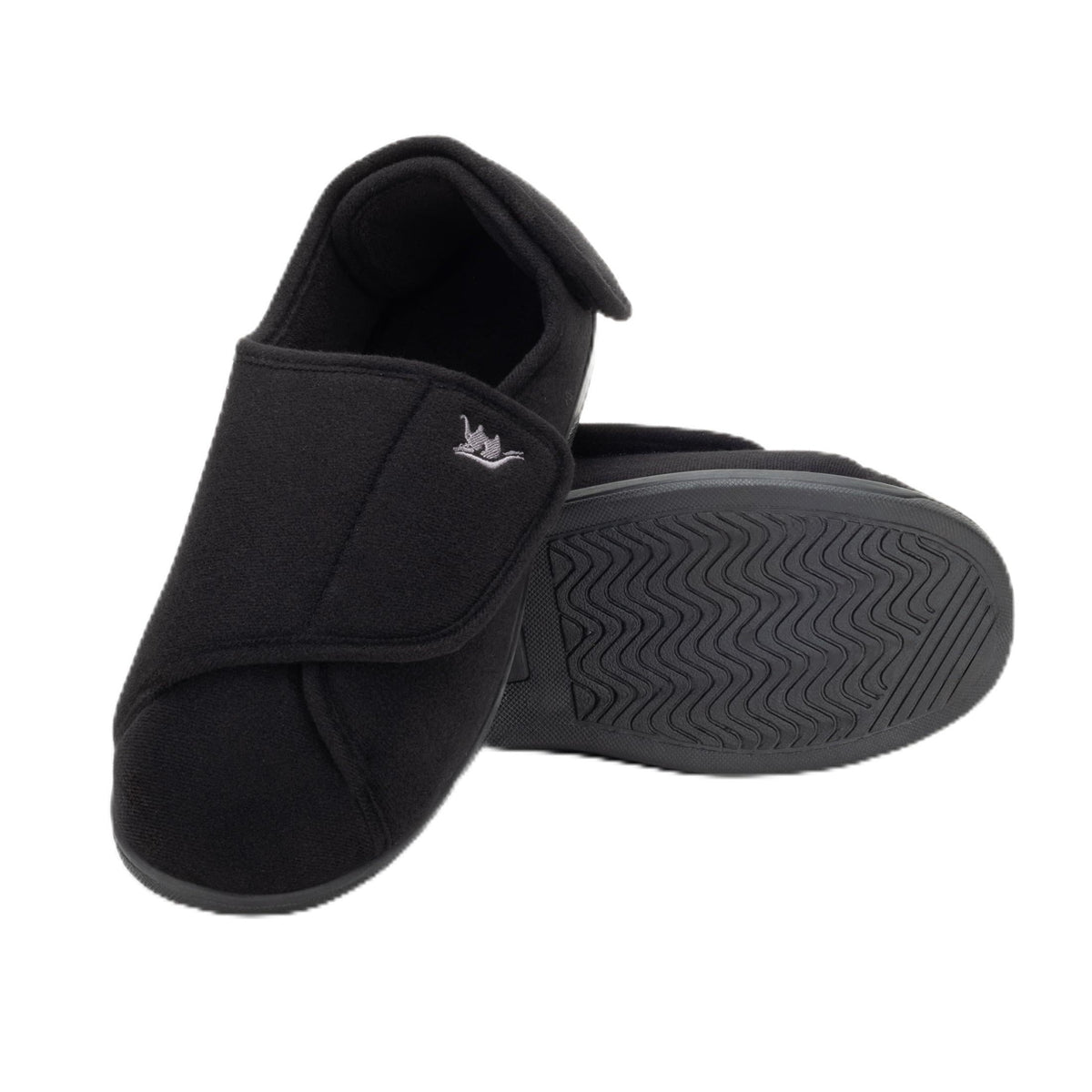 Pantuflas diabéticas Happy Touch para mujer, zapatos para linfedema, zapatos para edema para pies hinchados, pantuflas diabéticas de velcro para mujer para interior y exterior, pantuflas antideslizantes para mujer (negras 8)