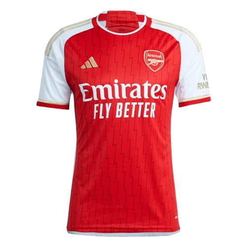 adidas Jersey de local para hombre Arsenal 23/24 - Rayos y detalles dorados Tecnología AEROREADY (Talla estadounidense Alfa XX-Grande Regular Regular Escarlata/Blanco)