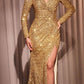 Ladivine CH054 Long Sleeve Sequin Fitted Dress