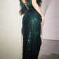 Cinderella Divine CH147 Feather Bodice Long Sequins Gown