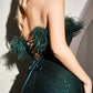 Cinderella Divine CH147 Feather Bodice Long Sequins Gown