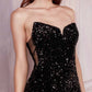 Cinderella Divine CH151 Strapless Sequins Long Fitted Gown