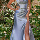 Cinderella Divine CH172 Long Satin Gown with Cowl Neckline and Slit