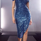 CLEARANCE - Cinderella Divine CH190C Sequin Midi Cocktail Dress (Size 2XL)