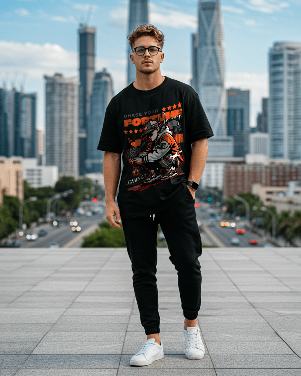 G West Chase Your Fortune Journey Oversized T-Shirt Mens