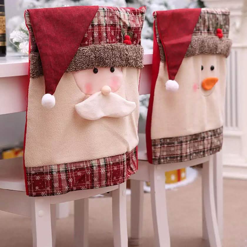 Funda para silla de Papá Noel y muñeco de nieve de Navidad