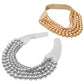 Women's Chunky Metal Ball Beaded Multi Layered Faux Leather Magnetic Statement Necklace