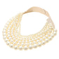 Women's Chunky Metal Ball Beaded Multi Layered Faux Leather Magnetic Statement Necklace