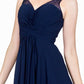 CLEARANCE - Ladivine CJ214 Long Chiffon Dress V-Neck Pleated Bodice (Size 4)