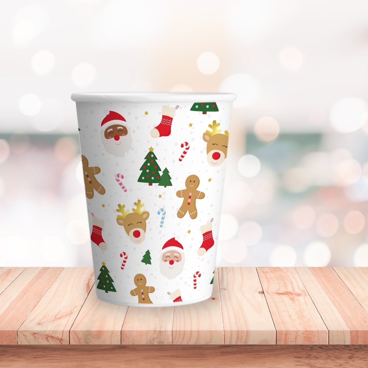 Vasos con iconos clásicos de Navidad