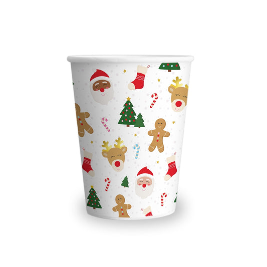 Vasos con iconos clásicos de Navidad