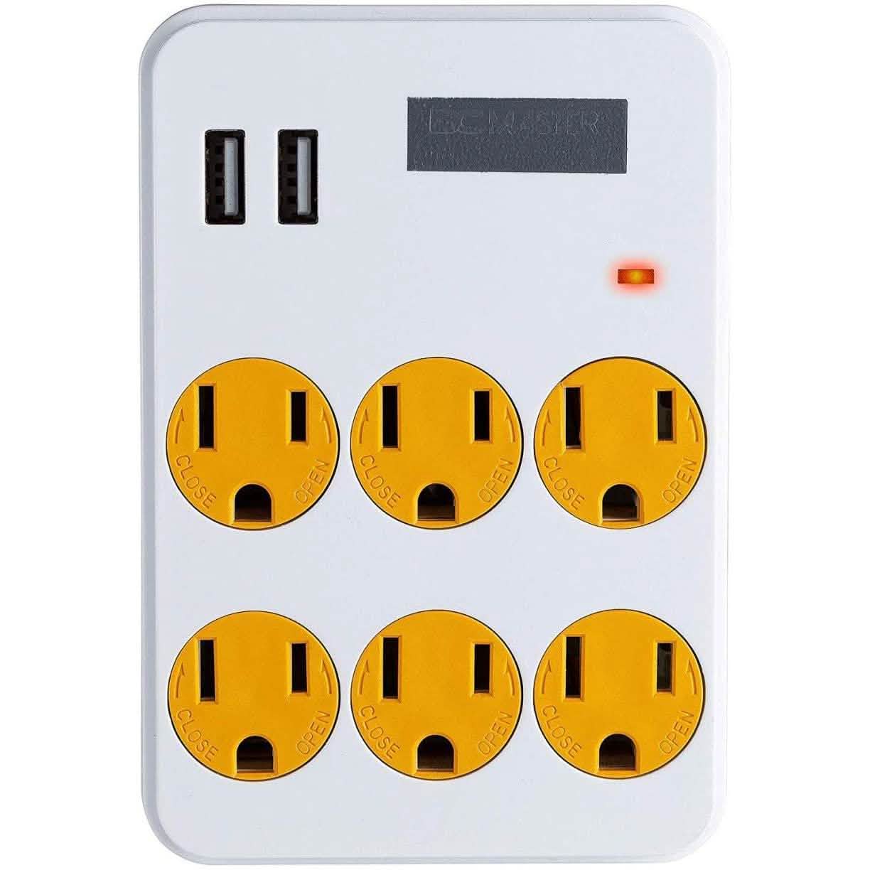 Adaptador ClearMax de 6 tomas con 2 puertos USB