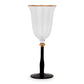 Black Stemmed Clear Wine Glass with Gold Rim- Set of 4