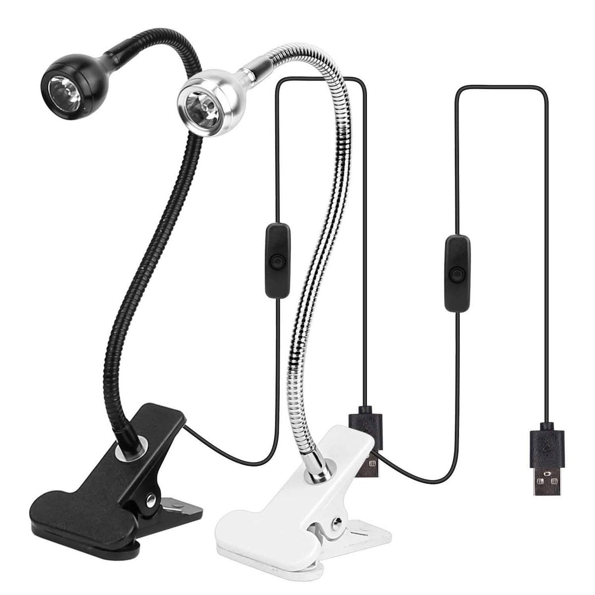 Luz de lectura con clip Lámpara de escritorio USB con abrazadera Cuello de cisne flexible