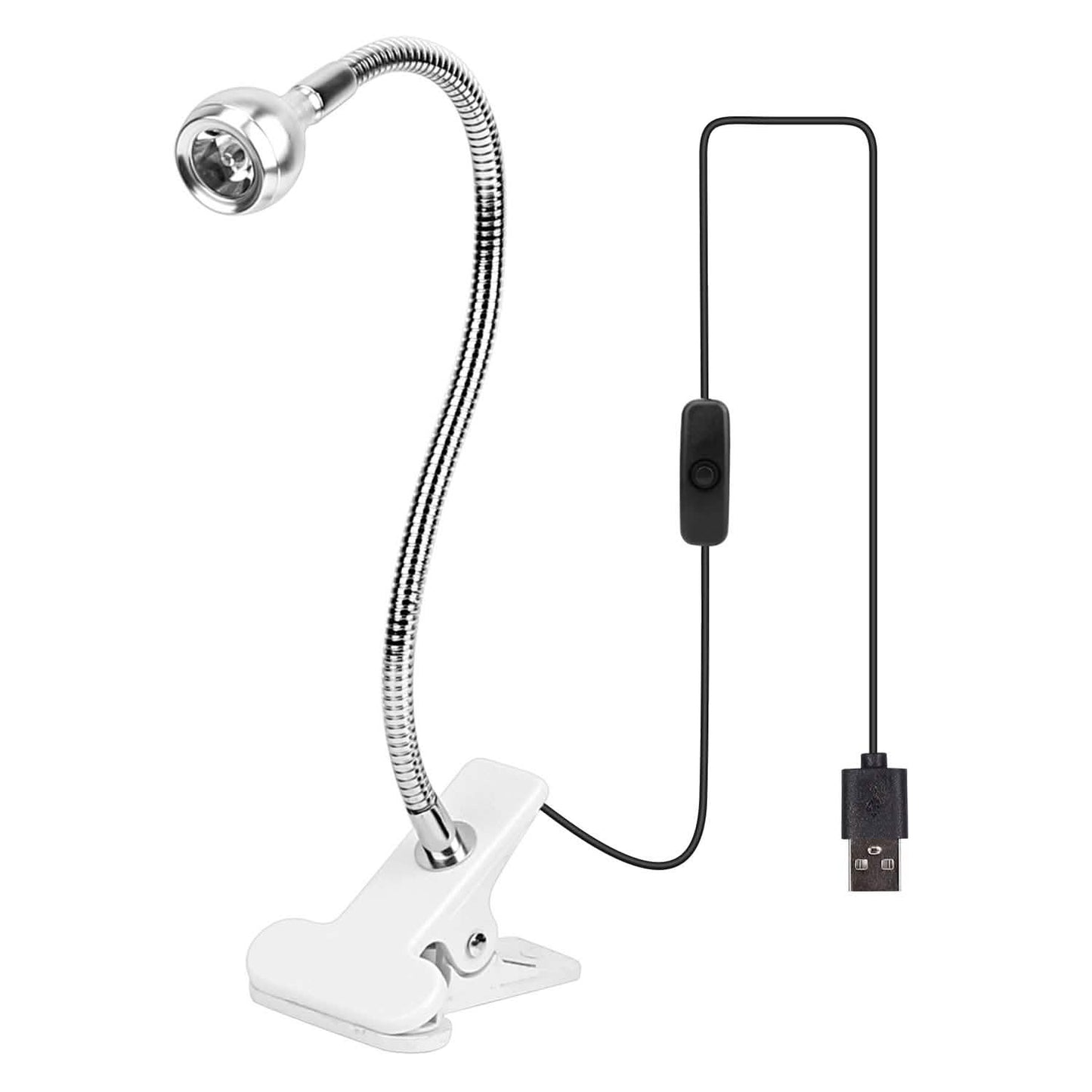 Luz de lectura con clip Lámpara de escritorio USB con abrazadera Cuello de cisne flexible