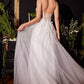Ladivine CM321W Floor Length Floral Applique A-Line Tulle Bridal Gown