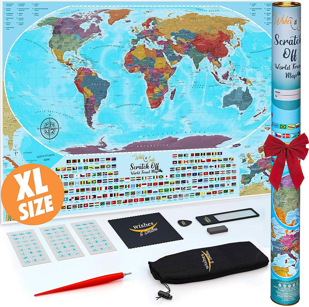 Mapa Mundi "Raspa y Gana" con Banderas de Todos los Países