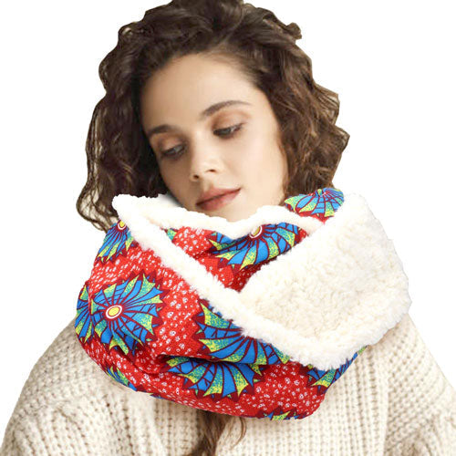 Colorful Pattern Soft Sherpa Infinity Scarf
