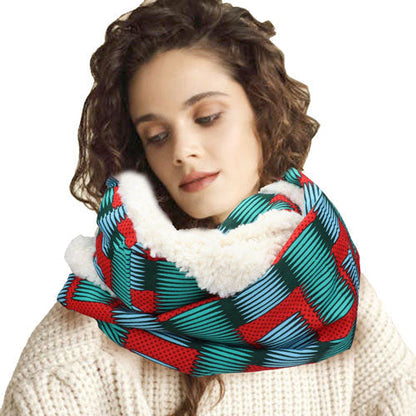 Colorful Pattern Soft Sherpa Infinity Scarf