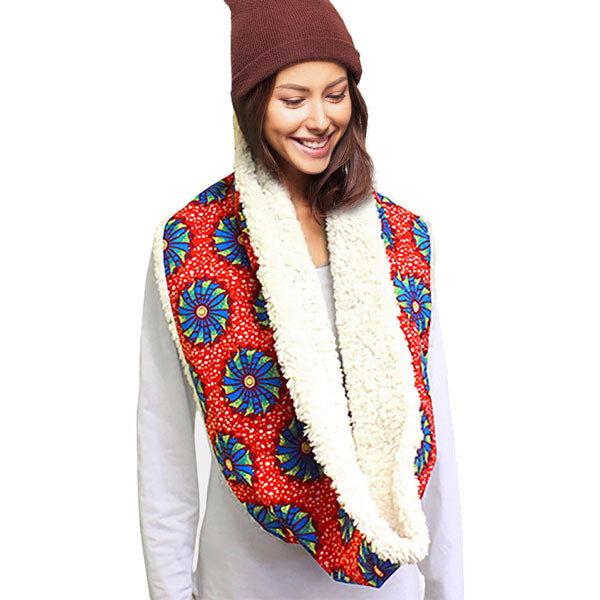 Colorful Pattern Soft Sherpa Infinity Scarf