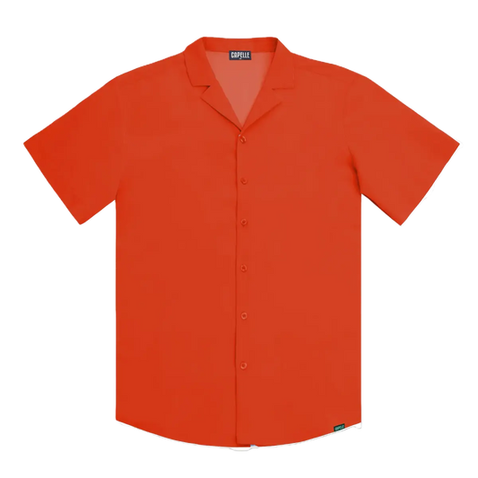 Camisa de playa de hombre, con botones, corte moderno, color coral