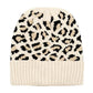 Cozy Leopard Patterned Ribbed Knit Cuff Beanie Hat