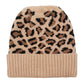 Cozy Leopard Patterned Ribbed Knit Cuff Beanie Hat