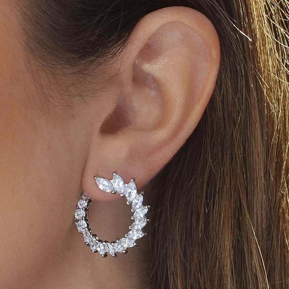 Pendientes de Luna Creciente Hechos con Cristales