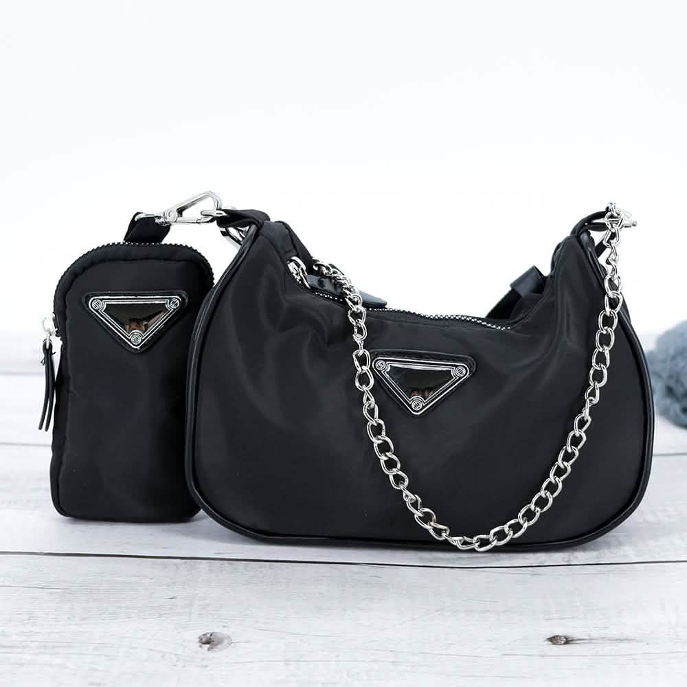 Bolso Bandolera con Cadena y Monedero con Llavero